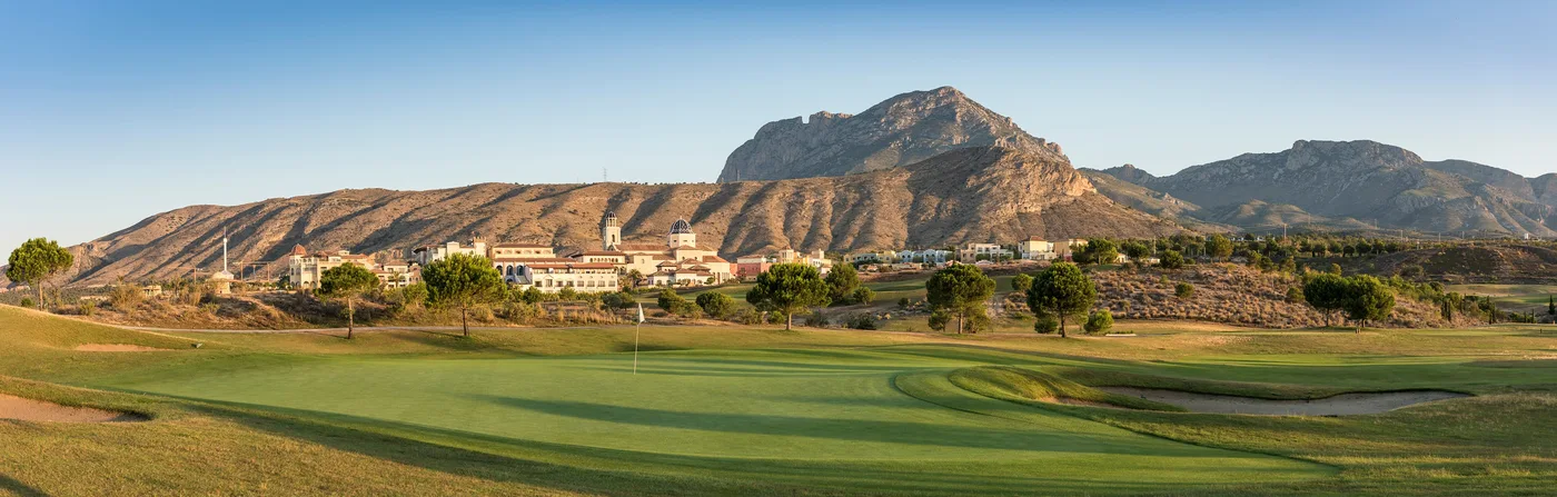 Levante Course fairway with the resort and mountains behind